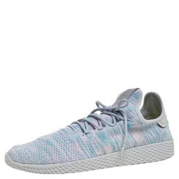 Pre Owned Pharrell Williams x Adidas Grey/Pink Cotton Knit  PW Tennis Hu Sneakers Size 46