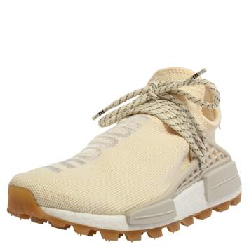 Pre Owned Adidas Cream White Fabric PW HU NMD PRD Pharrell Williams Sneakers Size 39.5