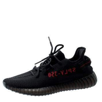 Pre Owned Adidas Yeezy Boost 350 V2 Black Red Sneakers Size EU 37 1/3 US 5