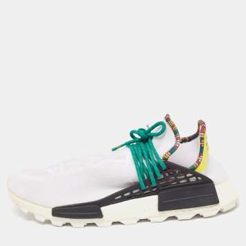 Pre Owned Pharrell Williams x Adidas White Fabric Human Body NMD Sneakers Size 46 2/3