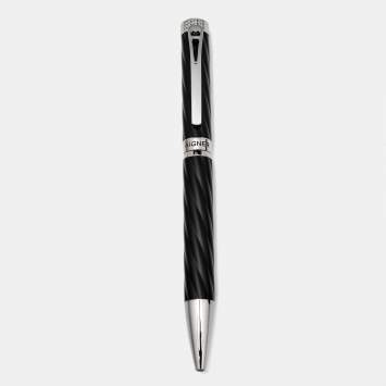 Pre Owned Aigner Black Textured Composite Silver Tone Ballpoint Pen