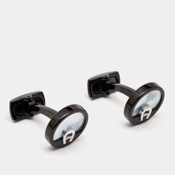 Pre Owned Aigner Mother of Pearl Two Tone Cufflinks