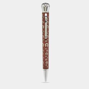 Pre Owned Aigner Logo Resin Silver Tone Ballpoint Pen