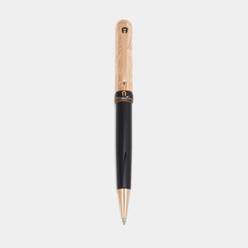Pre Owned Etienne Aigner Black Resin Gold Tone Ballpoint Pen