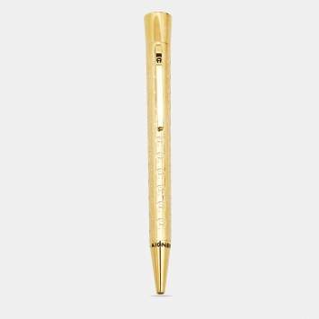 Pre Owned Aigner Textured Logo Gold Tone Ballpoint Pen