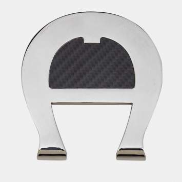 Pre Owned Aigner Silver Tone & Black Composite Logo Money Clip