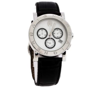 Pre Owned Aigner Mother of Pearl Stainless Steel Cortina Chrono A26100 Men's Wristwatch 38 mm