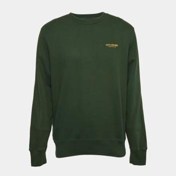 Pre Owned Aime Leon Dore Green Printed Cotton Knit Sweatshirt M