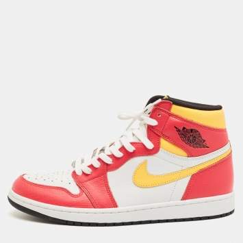 Pre Owned Air Jordans Multicolor Leather Jordan 1 Retro High OG Light Fusion Red Sneakers Size 45.5