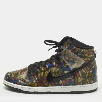 Pre Owned Air Jordans SB Dunk High Concepts Size 45.5 Multicolor Leather and PVC High Top Sneakers