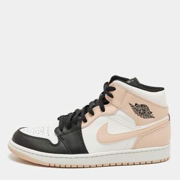 Pre Owned Air Jordans Jordan 1 Mid Arctic Orange Black Size 45 Multicolor Leather Mid Top Sneakers