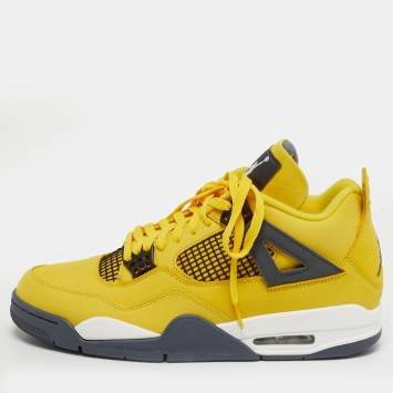 Pre Owned Air Jordans Jordan 4 Retro Lightning Size 45 Yellow Nubuck Leather High Top Sneakers