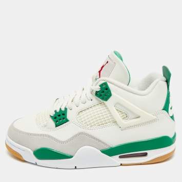 Pre Owned Air Jordans 4 Retro Size 40 Tricolor Leather and Suede High Top Sneakers