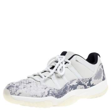 Pre Owned Jordan Grey Leather Air Jordan 11 Retro Low Snakeskin Light Bone Sneakers Size 45
