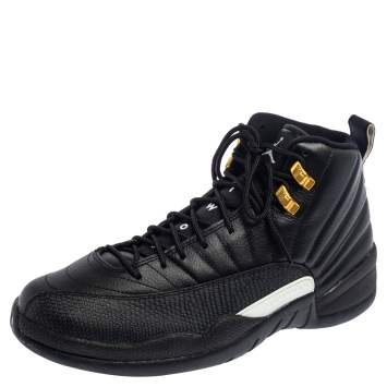 Pre Owned  Air Jordan Black Leather The Master Jordan 12 Retro Sneakers Size 42.5