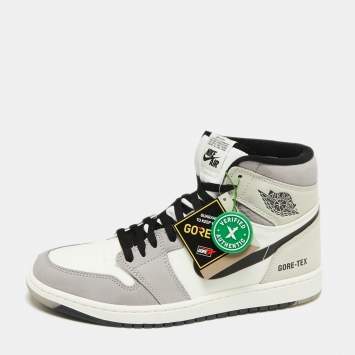Pre Owned Jordan 1 Multicolor Nubuck And Fabric  High Element Gore-Tex Light Bone Sneakers Size 44