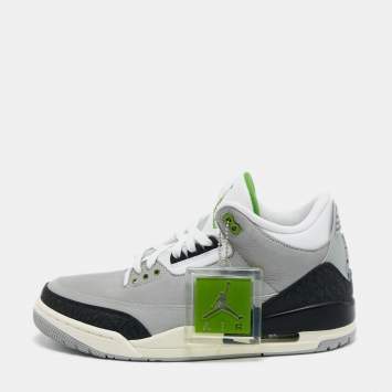 Pre Owned Air Jordan Grey/White Nubuck and Leather Jordan 3 Retro Cool (2021) Sneakers Size 42