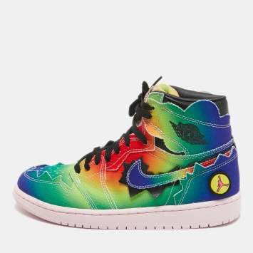 Pre Owned Air Jordans Multicolor Canvas Jordan 1 Retro High J Balvin Sneakers Size 42