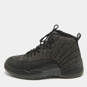 Pre Owned Air Jordans Grey Wool Jordan 12 Retro Sneakers Size 42.5