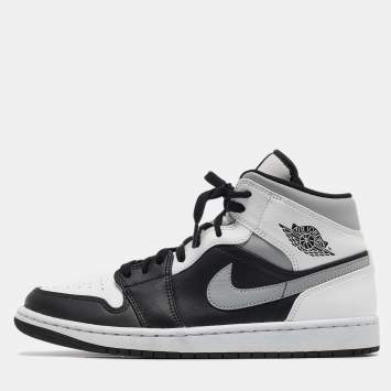 Pre Owned Air Jordans Multicolor Leather Jordan 1 Mid White Shadow Sneakers Size 42