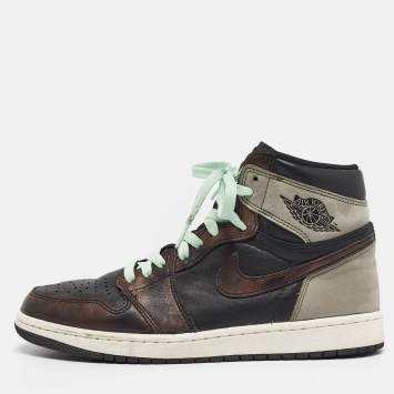 Pre Owned Air Jordans Multicolor Leather Jordan 1 Retro High Light Army Rust Shadow Patina Sneakers Size 43