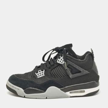 Pre Owned Air Jordans Black Canvas Jordan 4 Retro SE Sneakers Size 41