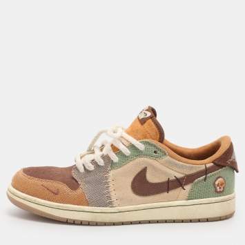 Pre Owned Air Jordans X Zion Williamson Multicolor Canvas and Suede Air Jordan 1 Voodoo Sneakers Size 40.5