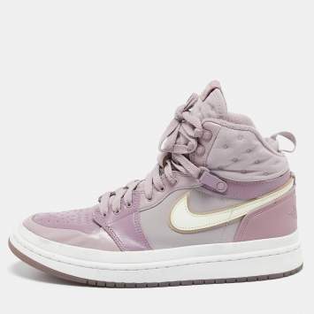 Pre Owned Air Jordans Purple/Grey Fabric and Leather Air Jordan 1 High Top Sneakers Size 41