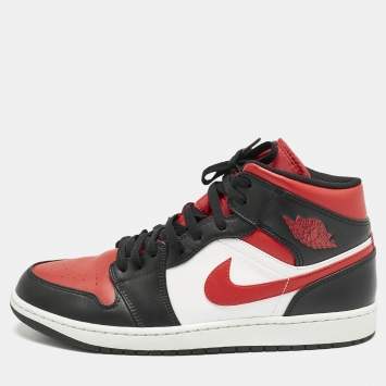 Air Jordans Multicolor Leather Jordan 1 Mid Gym Red Black White Sneakers Size 47.5