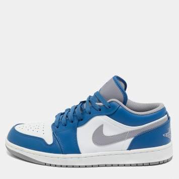 Pre Owned Air Jordans Multicolor Leather Jordan 1 Low True Blue Sneakers Size 43