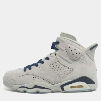 Pre Owned Air Jordan Grey Suede Leather Jordan 6 Retro Georgetown Sneakers Size 42