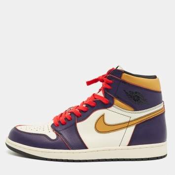 Pre Owned Air Jordans Multicolor Leather Jordan 1 Retro High OG Defiant SB LA to Chicago Sneakers Size 45.5