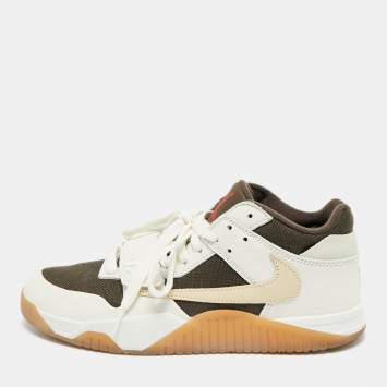 Pre Owned Air Jordans Multicolor Canvas and Leather Jordan Jumpman Jack TR Travis Scott Sail Sneakers Size 44.5