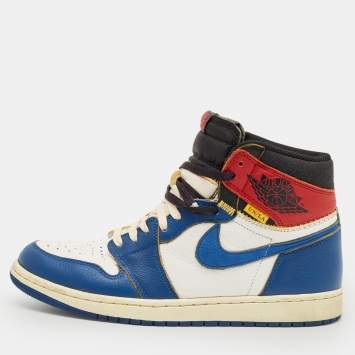 Pre Owned Air Jordans Multicolor Leather Jordan 1 Retro High Union Los Angeles Storm Blue Sneakers Size 44.5