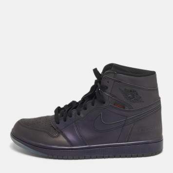 Pre Owned Air Jordans Jordan 1 Retro Zoom Fearless Size 44.5 Purple Iridescent Faux Leather High Top Sneakers