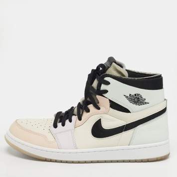 Pre Owned Air Jordans 1 Zoom Air Size 44 Multicolor Leather and Net High Top Sneakers