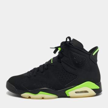 مملوكة مسبقًا Air Jordans Jordan 6 Retro Electric Green Size 45 Black Durabuck Leather High Top Sneakers