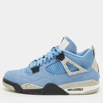 Pre Owned Air Jordans Jordan 4 Retro University Blue Size 45 Blue Suede High Top Sneakers