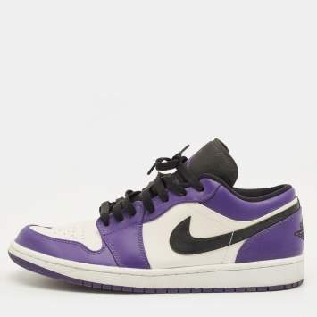 Pre Owned Air Jordans Jordan 1 Court Purple White Size 45 Multicolor Leather Low Top Sneakers