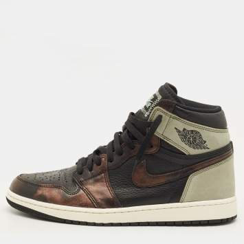 Pre Owned Air Jordans Jordan 1 Retro Light Army Rust Shadow Patina Size 45 Multicolor Leather High Top Sneakers
