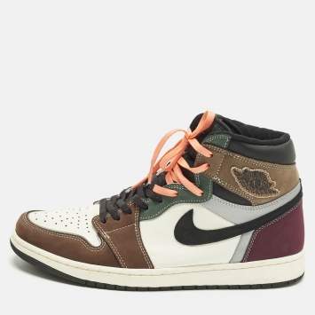 Pre Owned حذاء رياضي اير جوردن جوردن 1 ريترو هاي جلد أخضر/أبيض مقاس 44.5