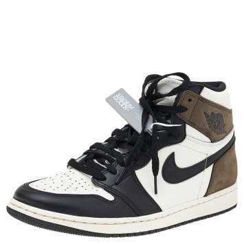 Pre Owned Air Jordan x Nike Tricolor Leather Air Jordan 1 Retro High OG Dark Mocha High Top Sneakers Size 44