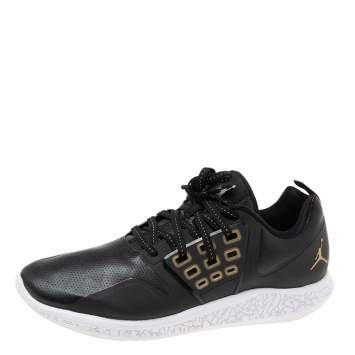 Pre Owned Air Jordan Black Perforated Leather Grind Sneakers Size 47.5