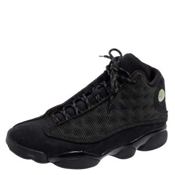 Pre Owned Air Jordan Black Suede And Reflective Mesh Air Jordan 13 Retro High Top Sneakers Size 44.5
