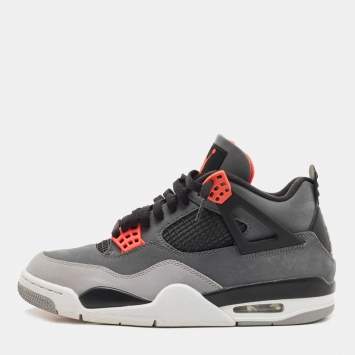 Pre Owned Air Jordan Grey/Red Nubuck Leather 4 Retro Bred Sneakers Size 43