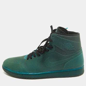 Pre Owned Air Jordans Green Rubber Jordan 1 Retro 4Lab1 Tropical Teal Sneakers Size 47.5