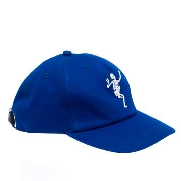 Pre Owned Alexander McQueen Blue Cotton Dancing Skeleton Baseball Cap S