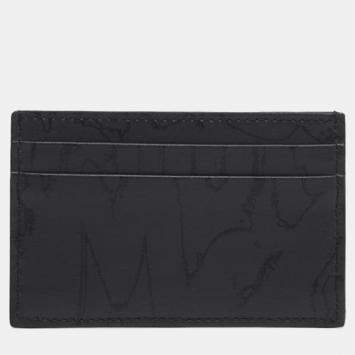 Pre Owned Alexander Mcqueen Graffiti Logo Card Holder in Black