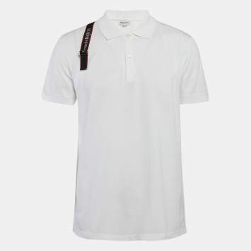 Pre Owned Alexander McQueen White Cotton Pique Polo T-Shirt M