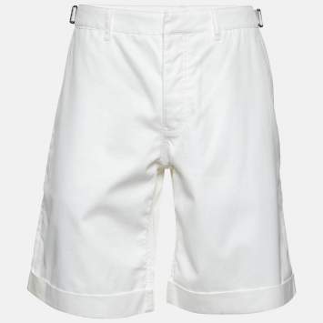 Pre Owned Alexander McQueen White Cotton Bermuda Shorts L